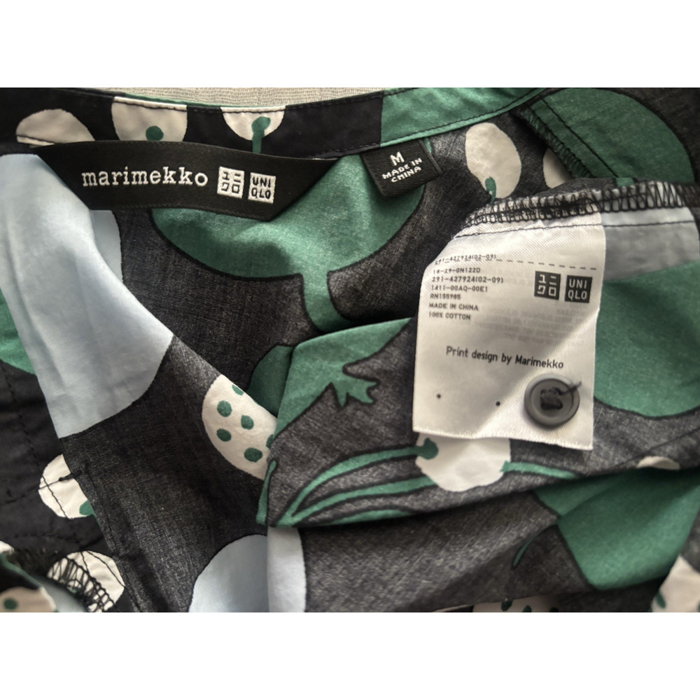 Marimekko x Uniqlo Fruit Print A Line blue Dress -Sleeveless -Pockets sz MED - Picture 5 of 8